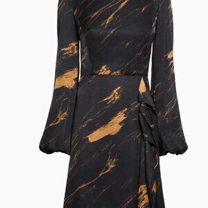 Santorelli  Abstract Ruffle Jewel-Neck Mini-Dress